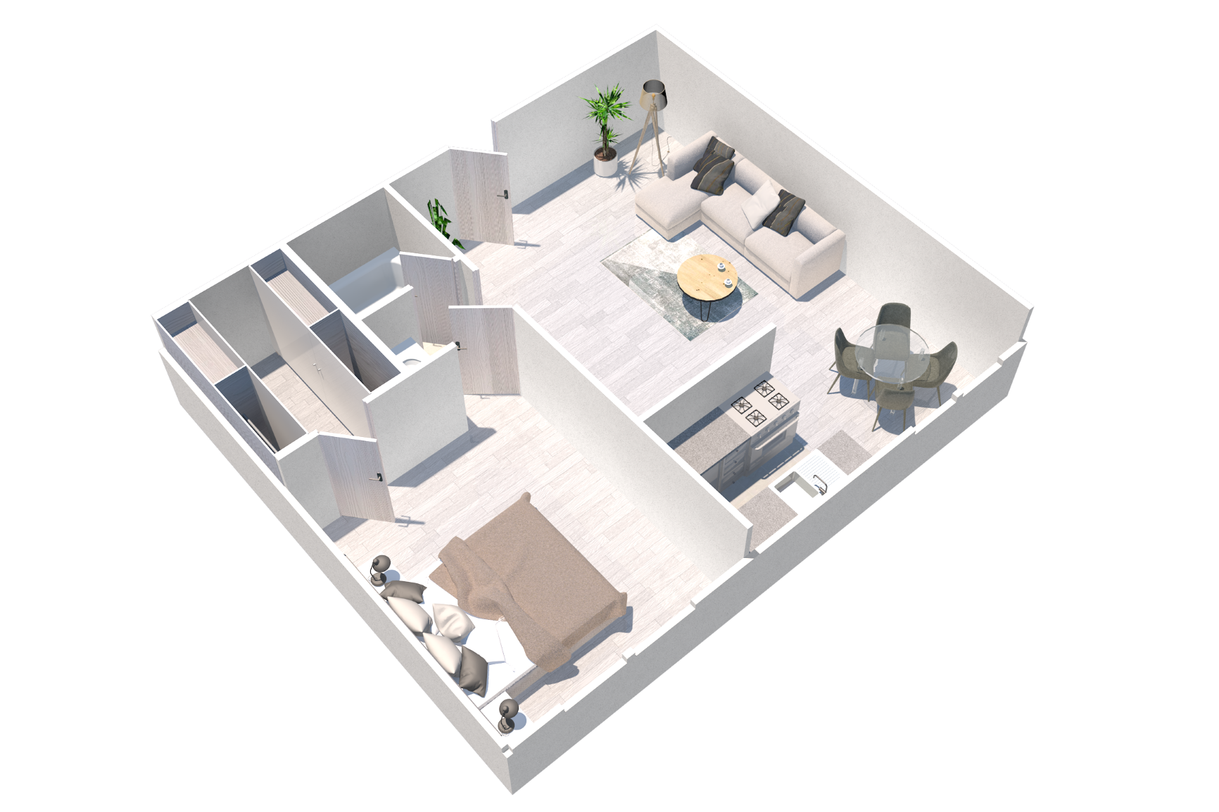 Floor plan for 1 bed, 1 bath, 540 sqft